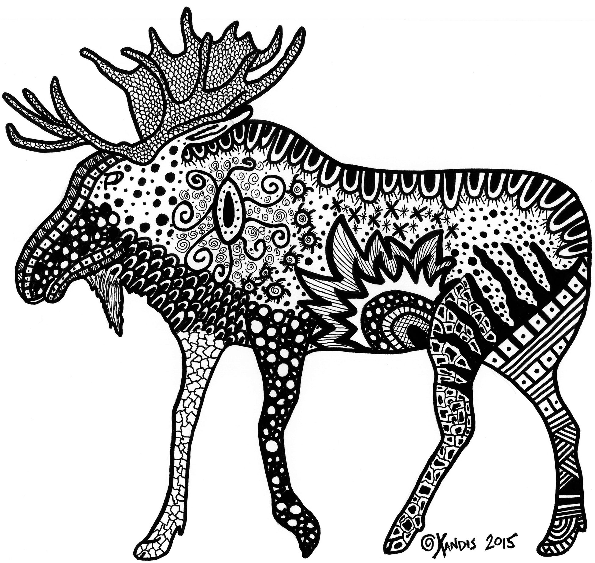Moose black and white, tattoo drawing sticker
