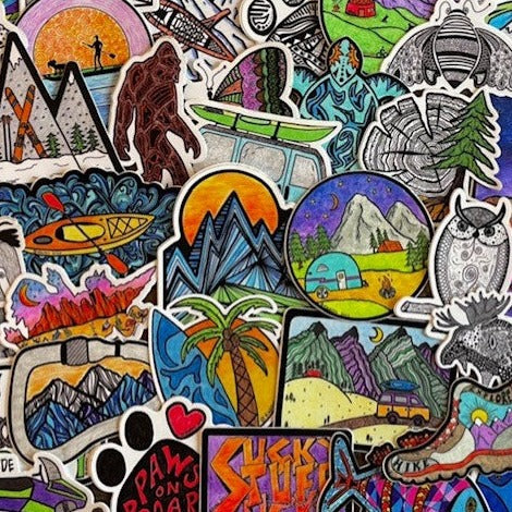 Top 10 Selling Stickers - Quantity of 10 Each (Wholesale Price)