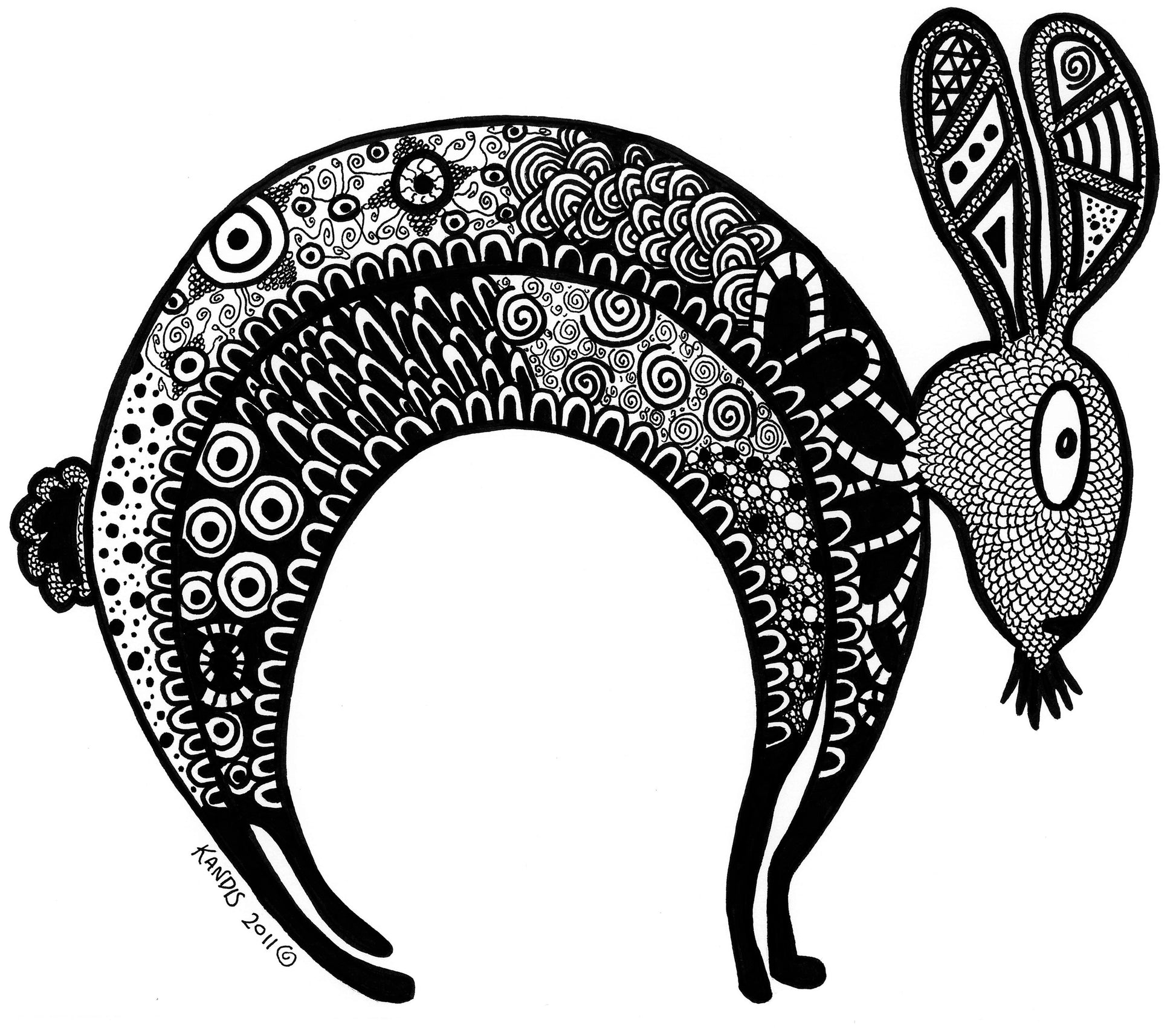 Rabbit line art sticker, zentagle, sticker, black and white sticker