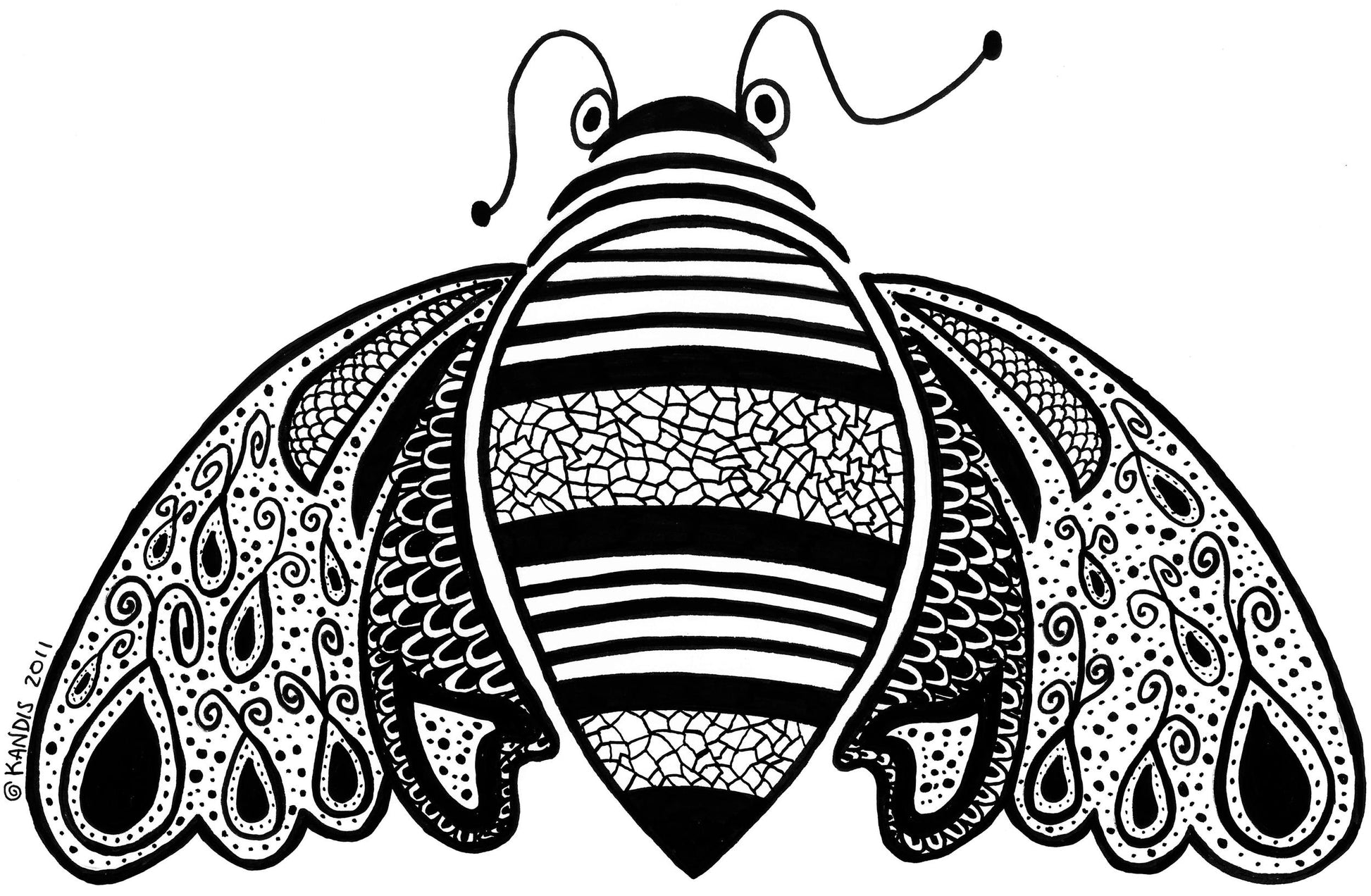 Honey bee sticker, black and white drawing, Bee tattoo, line art