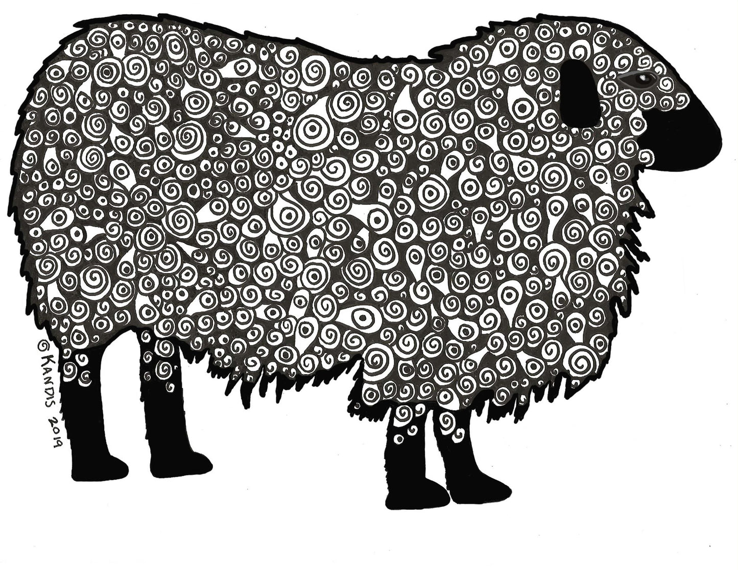Sheep Sticker, wool black and white sheep, black sheep vintage sticker
